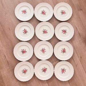 12 PCs Spode‎ 2/8867 BILLINGSLEY ROSE Lace Rim Salad Desert Plates 7.75” Vintage